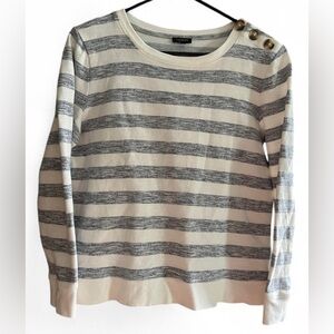 Talbots Striped Gray and Cream Pullover